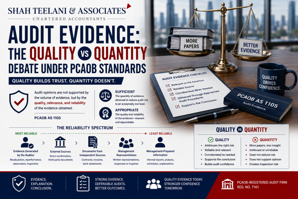 Audit evidence quality PCAOB — Shah Teelani & Associates