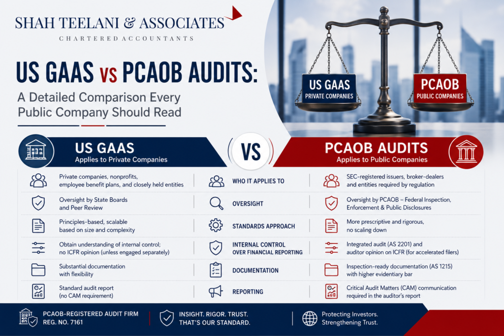 US GAAS vs PCAOB audits comparison — Shah Teelani & Associates