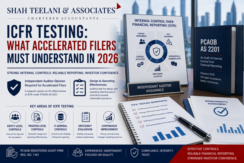 ICFR testing accelerated filers PCAOB — Shah Teelani & Associates