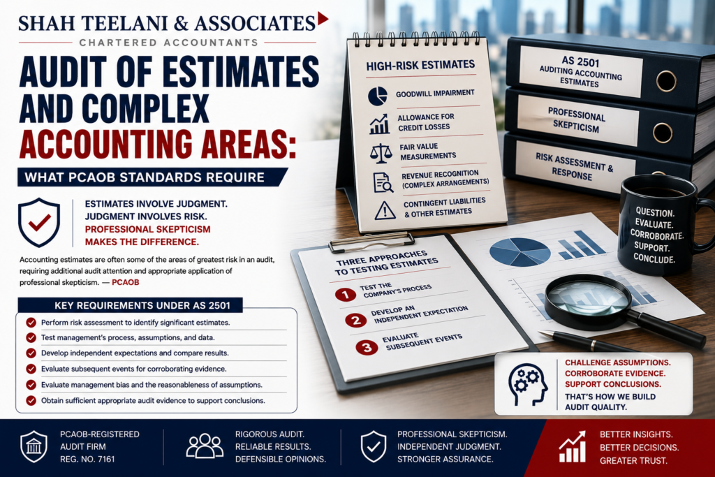 Audit of estimates complex accounting PCAOB — Shah Teelani & Associates