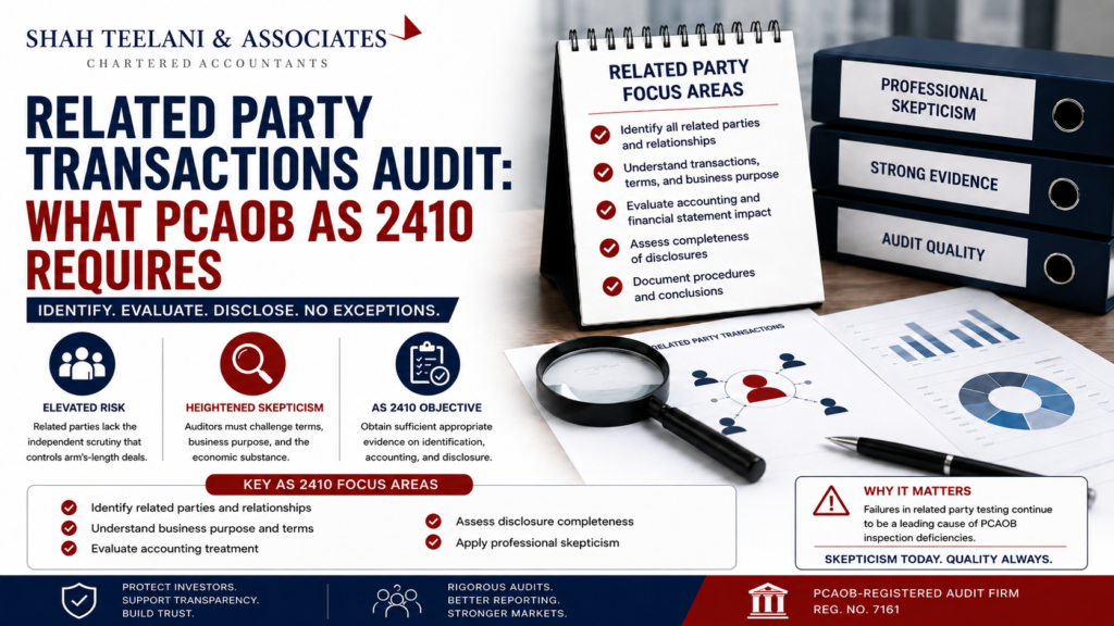 Related party transactions audit PCAOB — Shah Teelani & Associates