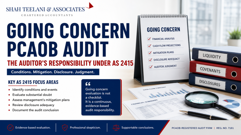 Going concern PCAOB audit — Shah Teelani & Associates
