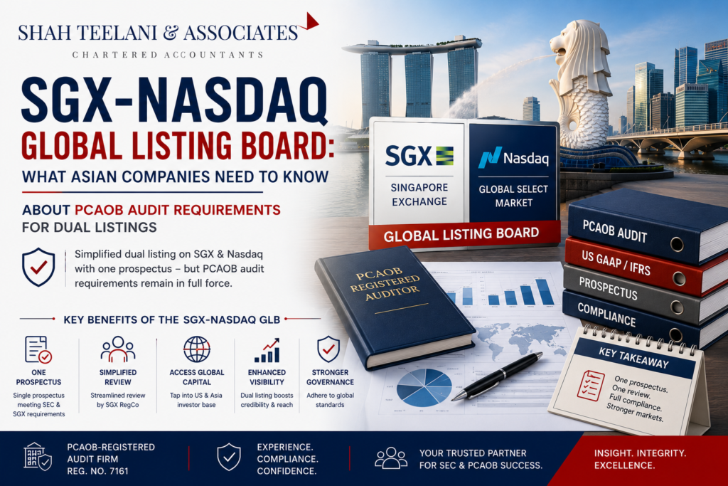 GLB dual listing PCAOB audit requirements — SGX-Nasdaq Global Listing Board — Shah Teelani & Associates